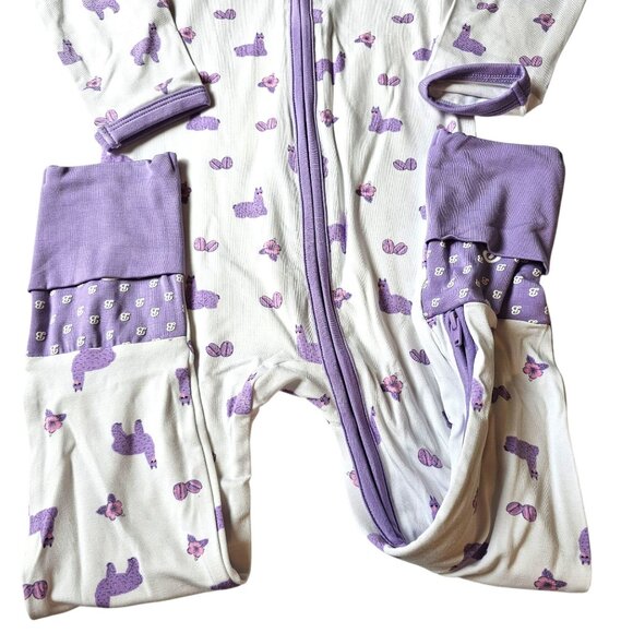 Bubble Baby Llama Print Bamboo Zip Convertible Footie Romper NWT 4T - Picture 3 of 9